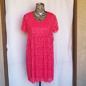 NWT- Olivia Hops pink lace pleated dress size 8